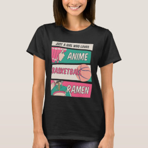 Camiseta Menina Que Ama Anime Bysketbyll E Ramen Kawaii T