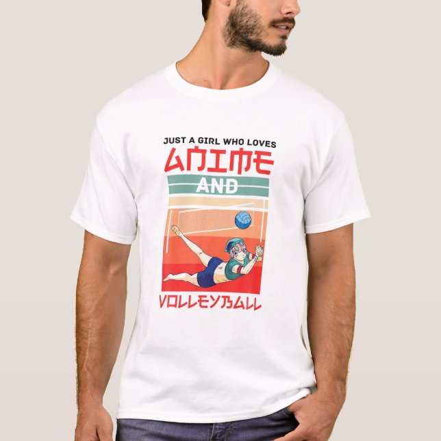 Camiseta Menina Que Ama Anime E Jogador De Voleibol (Frente)