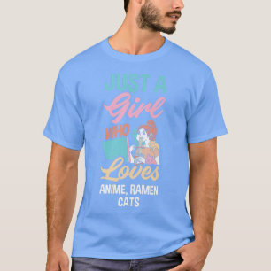 Camiseta Menina Que Ama Anime Ramen Esboçando Animes Engraç