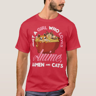 Camiseta Menina Que Ama Anime Ramen Gata Engraçado Anime Lo