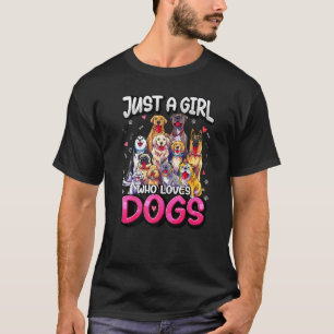 Camiseta Menina Que Ama Cães Pug Pastor Beagle Maltês Ch