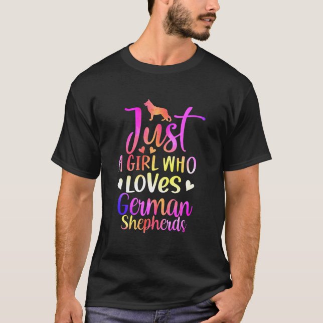 Camiseta Menina que ama German shepherd (Frente)