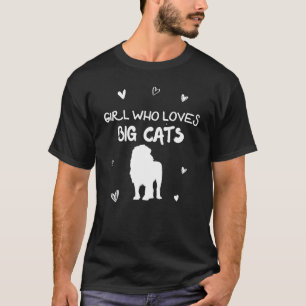Camiseta Menina Que Ama Grandes Gatos Grande Leão Animal