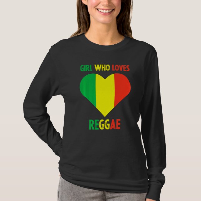 Camiseta Menina que ama música reggae Jamaica Rastafari Jam (Frente)