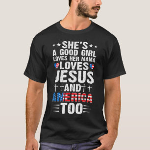 Camiseta Menina que ama sua mãe Jesus e América 4º de J