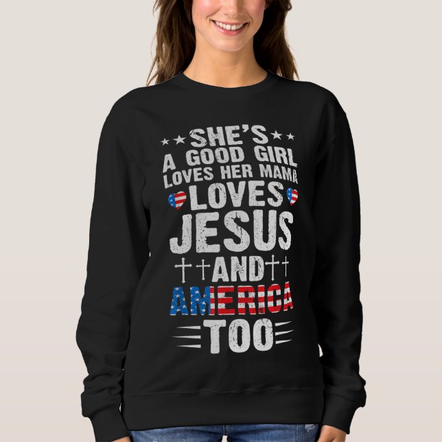 Camiseta Menina que ama sua mãe Jesus e América 4º de J (Frente)