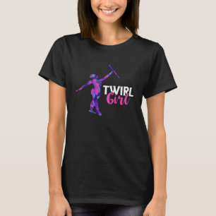 Camiseta Menina que gira bastão Ginasta que gira bastão Gin