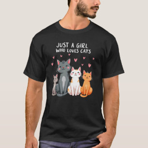 Camiseta Menina Quente Ama Gatos Corações Lindos Arte