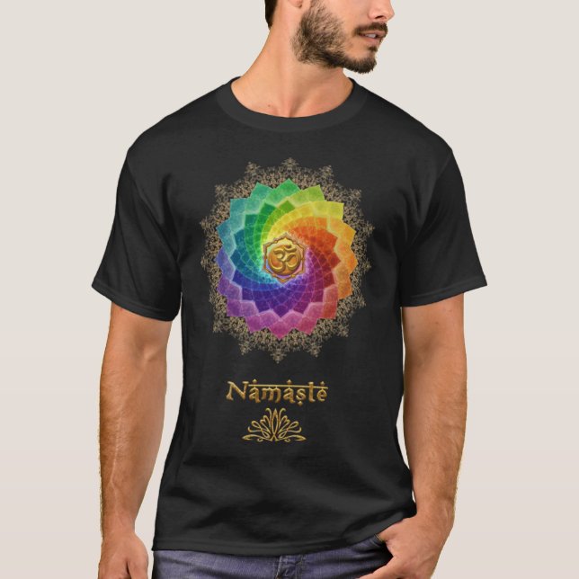Camiseta Menina Rainbow Lotus Om Namaste (Frente)