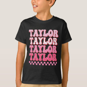 Camiseta Menina Retro Taylor Primeiro Nome Personalizado Gr