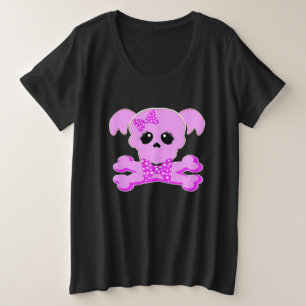 Camiseta Menina rosa do crânio
