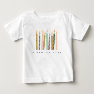 Camiseta Menina rosa Dourada Aniversário Feliz Aniversário