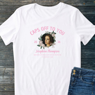 Camiseta Menina Rosa & Floral Branco 2026 Foto de Formatura