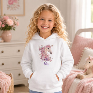 Camiseta Menina Rosa Roxo Fofo Pônei Personalizado