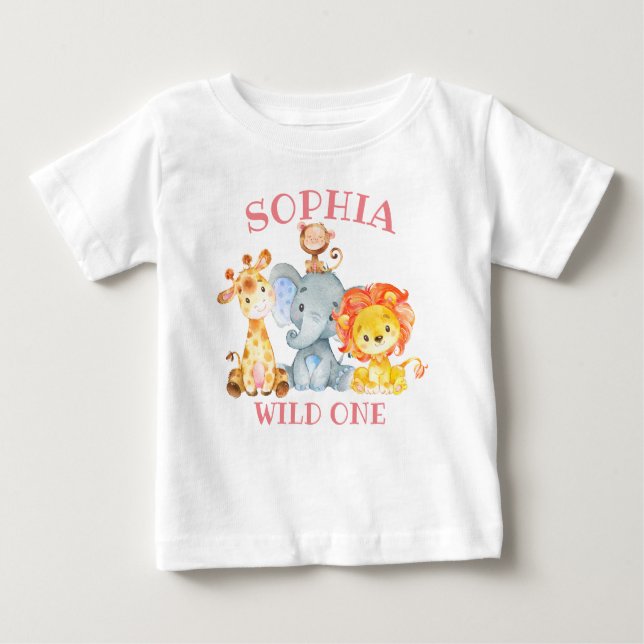 Camiseta Menina Rosa Selva Selva Selvagem Selvagem Um Fanto (Frente)