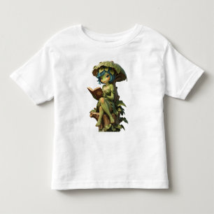 Camiseta Menina Sapo Fofa Lendo Livro Sob Folha