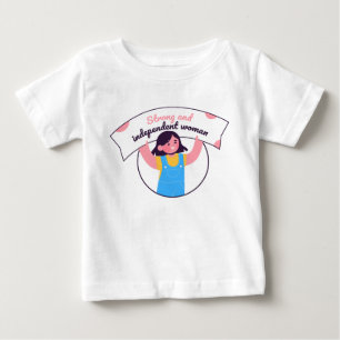 Camiseta Menina segurando um sinal azul