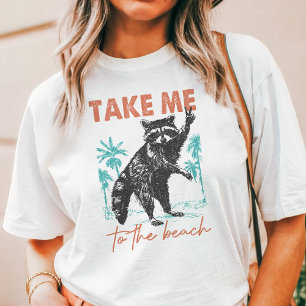 Camiseta Menina Selvagem Verão Beach Raccoon