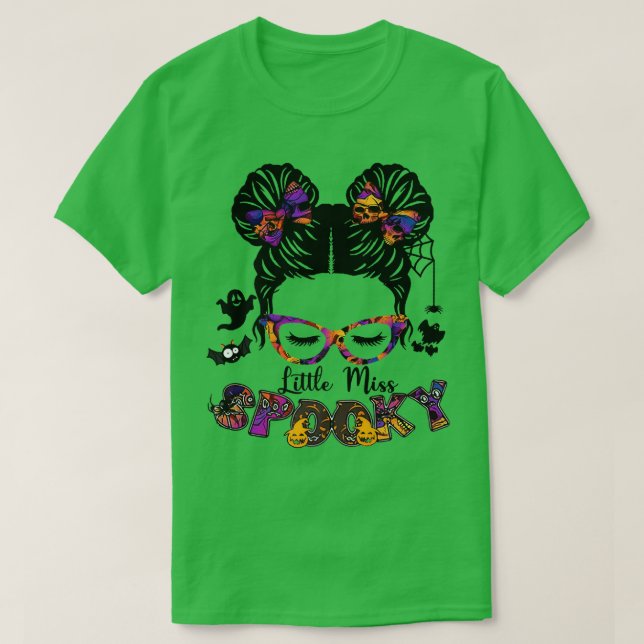 Camiseta Menina Spooky Halloween Meninas de Arma (Frente do Design)