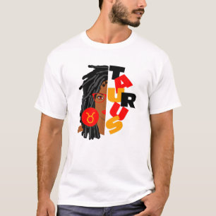 Camiseta Menina Taurus Afro Bloqueia Menina Zodíaca Sinais