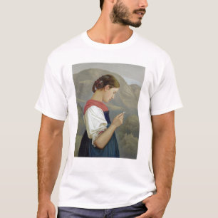 Camiseta Menina tirolesa que contempla um crucifixo, 1865