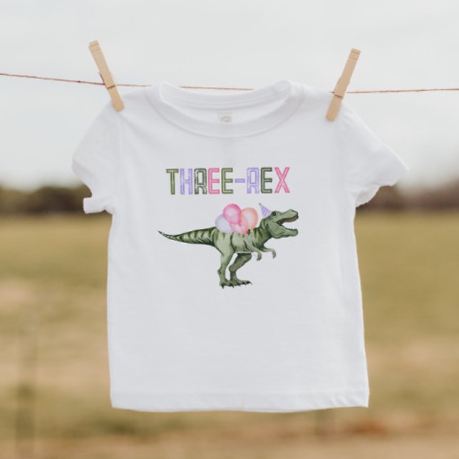 Camiseta Menina Três-Rex Dinossauro (Criador carregado)