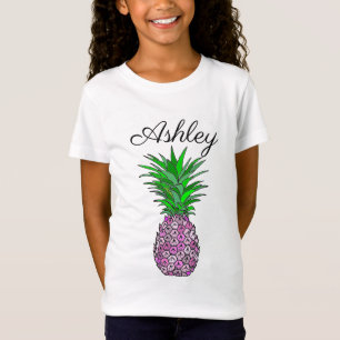 Camiseta Menina Tropical Personalizada de Ananás Rosa