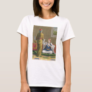 Camiseta Menina turca, comendo o café no sofá, 18o centav
