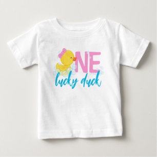 Camiseta Menina Um Pato Sortudo Aquarela Pato Aniversário d