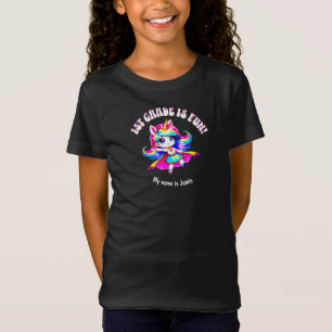 Camiseta Menina unicórnio anime de 1rua cita rosa preto