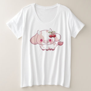 Camiseta Menina Vaca Cherry Cute, amante da vaca.
