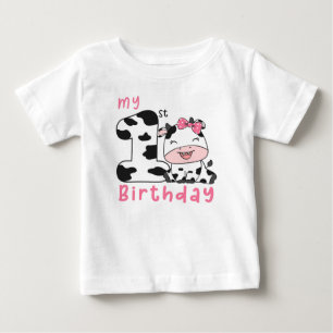 Camiseta Menina Vaca Sagrada Aniversário de 1 Ano