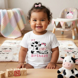 Camiseta Menina Vaca Sagrada Aniversário de 1 Ano