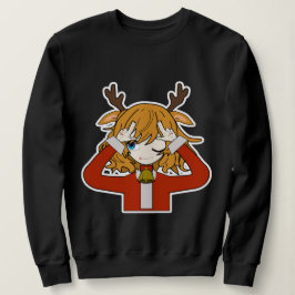Camiseta menina veado com roupas de papai noel