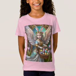 Camiseta Menina Vestindo roupa de anjo na Páscoa