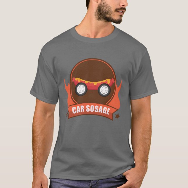 Camiseta menina vintage salsicha de carro (Frente)
