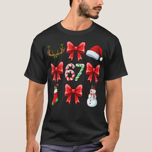 Camiseta Meninas 67 Meme Seis Sete Coquette Laço Natal Dive (Frente)