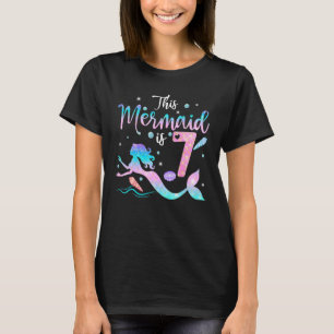 Camiseta Meninas 7 Aniversário Esta Sereia Tem 7 Anos