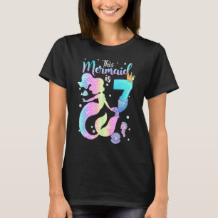 Camiseta Meninas 7 Aniversário Esta Sereia Tem 7 Anos