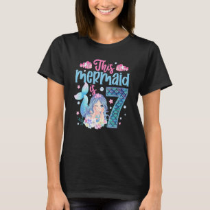 Camiseta Meninas 7 Aniversário Esta Sereia Tem 7 Anos
