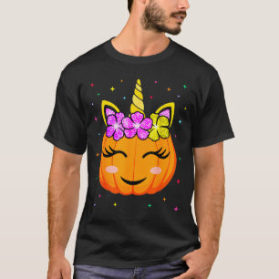 Camiseta Meninas Abóbora Unicórnio Fofo Roupas Engraçadas d