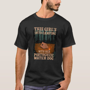 Camiseta Meninas Acampando Com Seu Cão De Água Português D