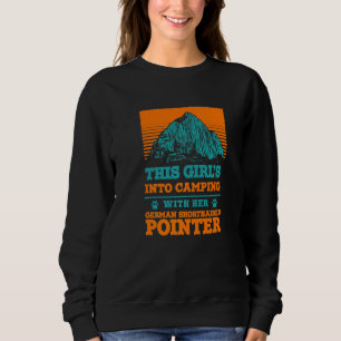 Camiseta Meninas Acampando Com Seu Pointer Alemão de Cabelo