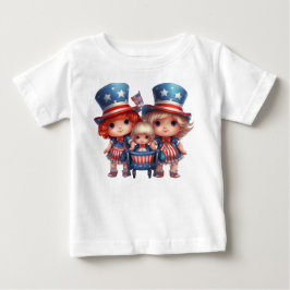 CAMISETA MENINAS ADORÁVEIS VESTIDAS DE VERMELHO BRANCO AZUL