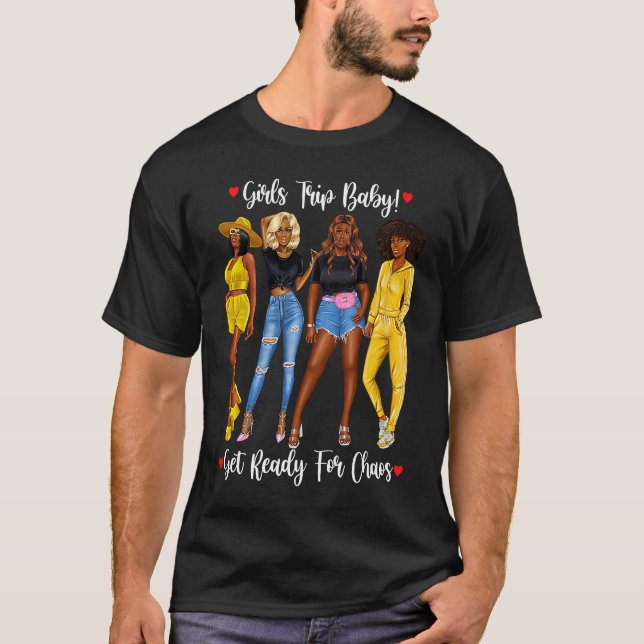 Camiseta Meninas Afro-Americanas Viajam de Roupa para Menin (Frente)