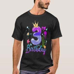 Camiseta Meninas aniversário de 3 anos Mermaid 3 Anos Princ