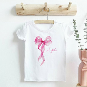 Camiseta Meninas Aniversário Laço Rosa