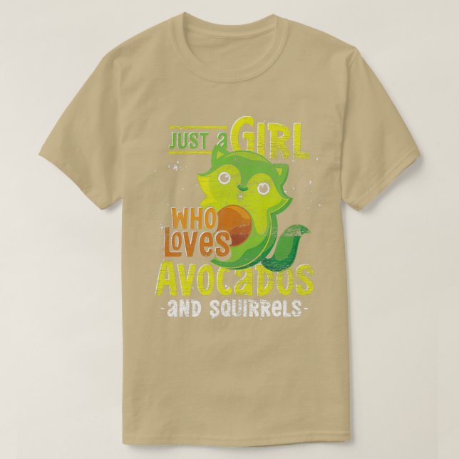 Camiseta Meninas Avocado Lover Mulheres Florestais Esquilo  (Frente do Design)