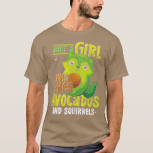 Camiseta Meninas Avocado Lover Mulheres Florestais Esquilo