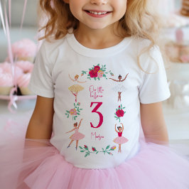 Camiseta Meninas Bailarina Aniversário Floral Festa de Ball